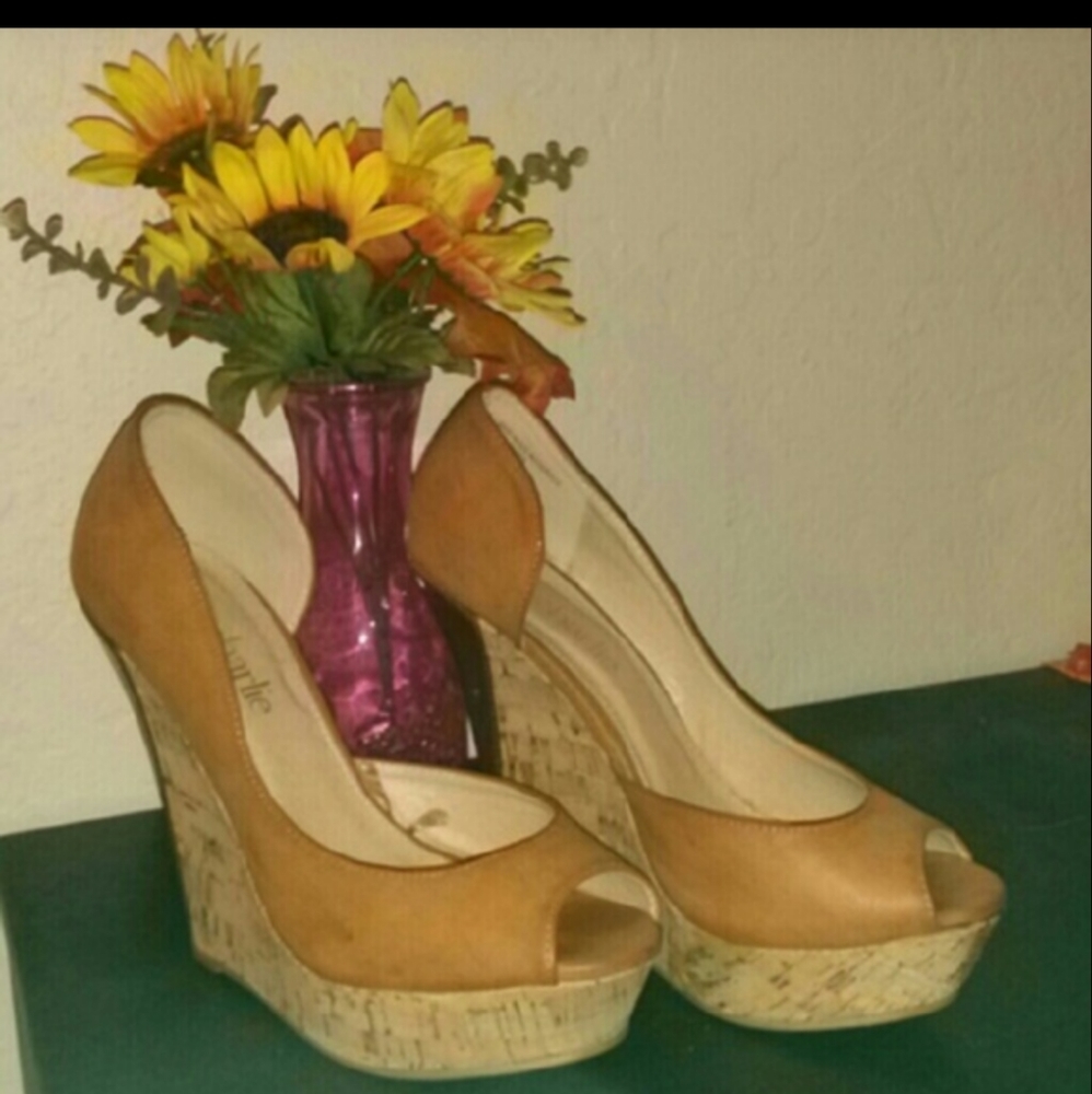 Wedge peep toe heels